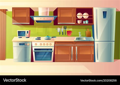 Cartoon Set Of Kitchen Counter With Royalty Free Vector