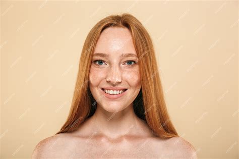 Premium Photo Beauty Portrait Of A Smiling Topless Redhead Girl