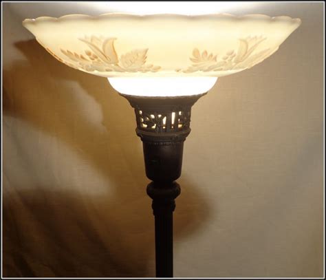 Antique Torchiere Floor Lamp Glass Shade Lamps Home Decorating