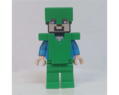 Lego Set Fig 013306 Steve In Bright Green Helmet And Armor