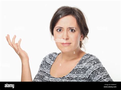 Nervous Excited Woman Stock Photo Alamy