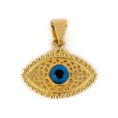 14K Gold Filigree Byzantine Evil Eye Pendant GREEK ROOTS Jewelry