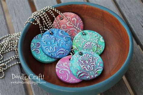 Damask Polymer Clay Pendants Made With Sculpey Polymer Clay Crafts
