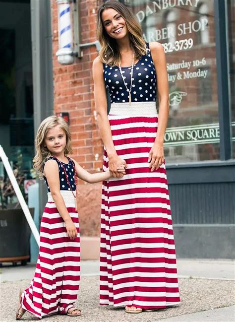 Pudcoco Newest Mother And Daughter Casual Striped Maxi Dress Mommyandme