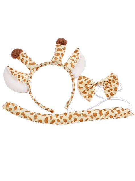 Cosplay Giraffe Ears Headband Tail Bowknot Kit Cute Animal Party