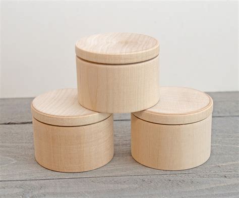 Unfinished Round Wooden Box Wood Roud Box Wood Trinket Box Etsy