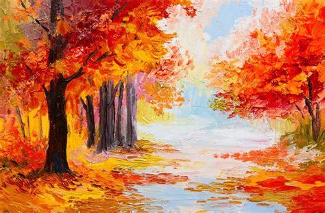 Oil Painting Landscape Colorful Autumn Forest Stock Photo By ©max5799