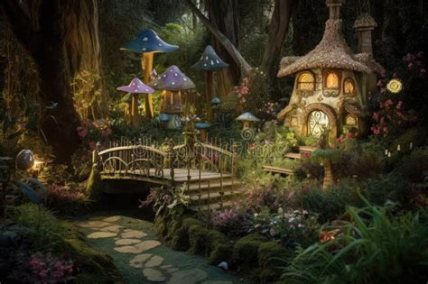 Magical Garden Of Fairy Tales With Storybook Characters And Whimsical