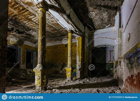 Dark And Creepy Old Abandoned Mansion Interior Stock Image Image Of