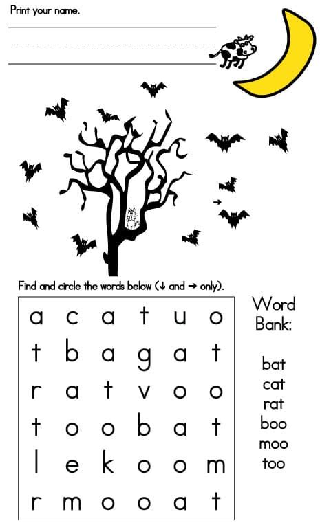 Halloween Games Easy Word Search