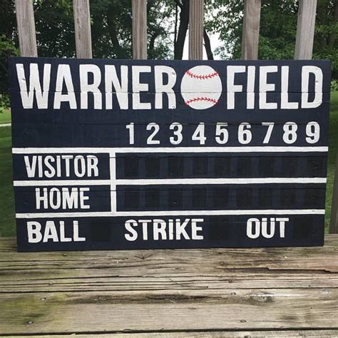 Custom Name Baseballsoftball Scoreboard Wooden Painted Sign Football