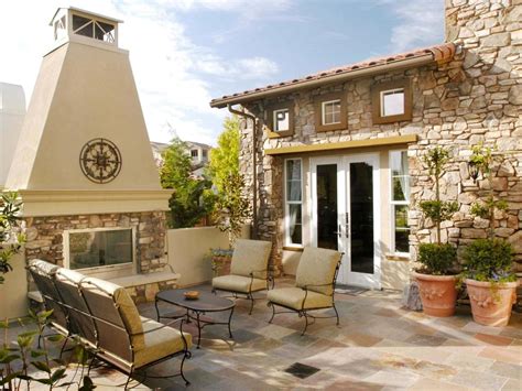 Mediterranean Stone Patio With Outdoor Lounge Area Outdoor Living
