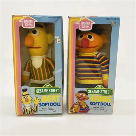 Sesame Street Hasbro Softies Bert And Ernie Plush Dolls 1983 With