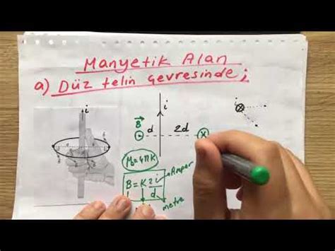 MANYETİK ALAN 1 DOĞRUSAL TELİN ETRAFINDA SAĞ EL KURALI YouTube