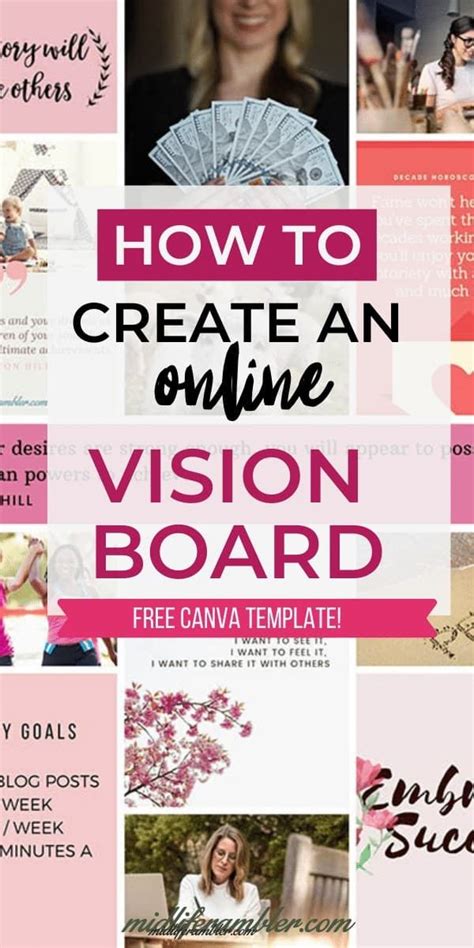 Vision Board Template Free Canva Sanjuanita Mcfarlane