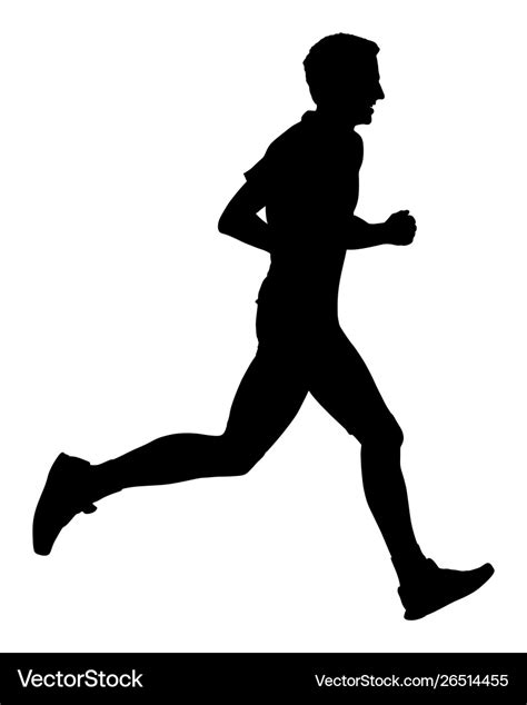 Marathon Racer Running Silhouette Sport Jogging Vector Image