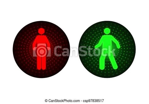 Traffic Light With Red And Green Man Signals For Pedestrians With