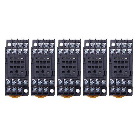 5x Pyf14a Din Rail Power Relay Socket Base 14 Pin For My4nj Hh54p My4