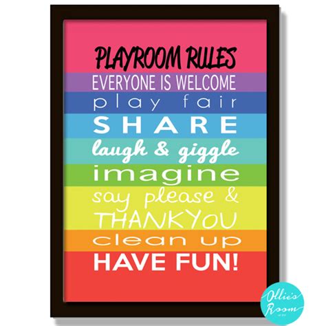 Playroom Rules Poster Print Wall Art Personalised Decor Nursery