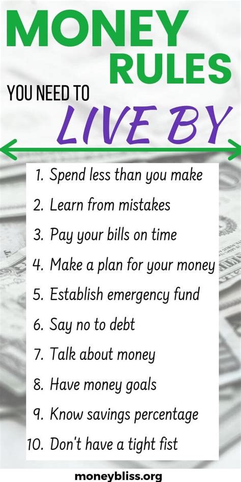 12 Money Rules You Need To Live By Money Bliss