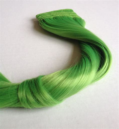 Neon Green Clip In Extensions Full Set Remy Human Hair Green