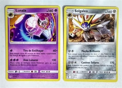 Kit Cartas Pokémon Lunala E Solgaleo Lendários Sol E Lua R 2990 Em