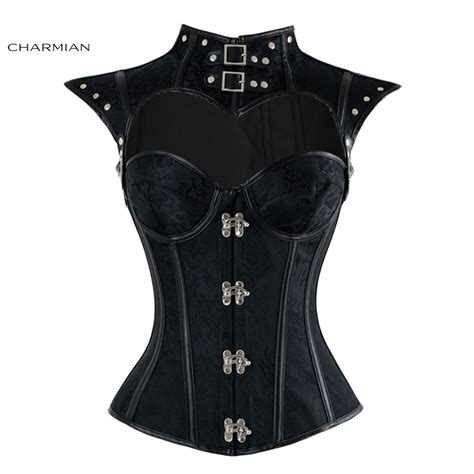 Charmian Womens Gothic Steampunk Corset Sexy Steel Boned Overbust