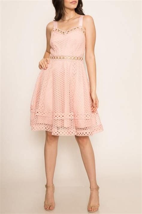 Fit And Flare Crochet Style Dress Chiffon Bridesmaid Dresses Short