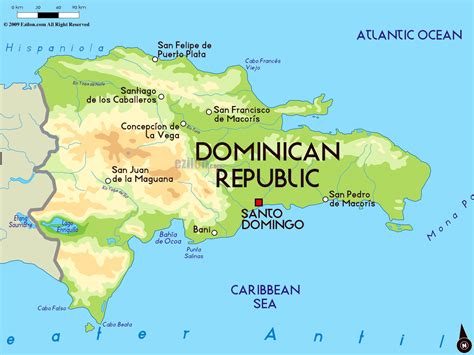 Large Physical Map Of Dominican Republic With Major Cities Dominican Republic North America