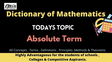 Absolute Term Dictionary Of Mathematics Polynomial Youtube