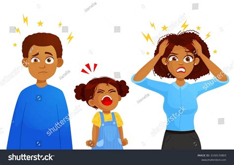 Tired Mother Father Crazy Hair Her Stock Vector Royalty Free