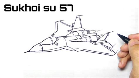 How To Draw A Fighter Jet Easy Sukhoi Su 57 YouTube