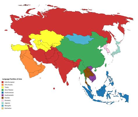 Map Language Families Of Asia Language Families Map Asia Map