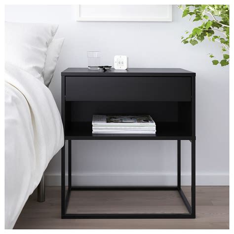 Wall color ideas all black and create a stylish. IKEA VIKHAMMER Black Nightstand | Black nightstand ...