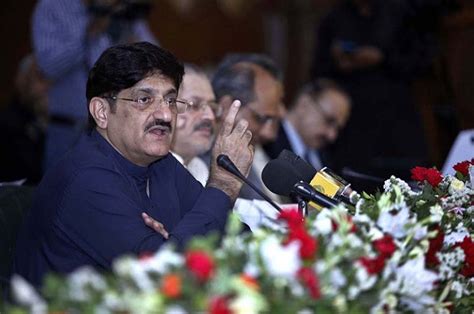 sindh chief minister syed murad ali shah holding a post budget press conference at the sindh