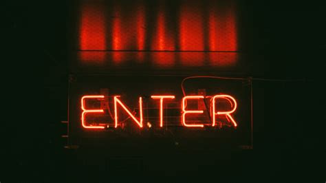 Red Enter Neon Light Signage Neon Photography Signs Enter Hd