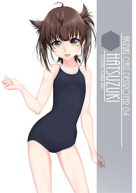 Safebooru 1girl Ahoge Artist Name Blue Swimsuit Brown Hair Character Name Commentary Request