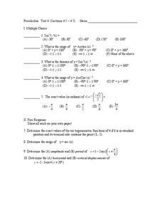 1) use a calculator and the definition of the derivative. Precalculus Test 4 (Sections 4.5-4.7) Worksheet for 10th - 12th Grade | Lesson Planet