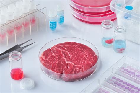 Premium Photo Meat Sample In Open Disposable Plastic Cell Culture