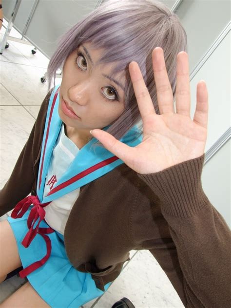 Nagato Yuki Suzumiya Haruhi No Yuuutsu Silver Hair Cardigan Cosplay Kneehighs Photo