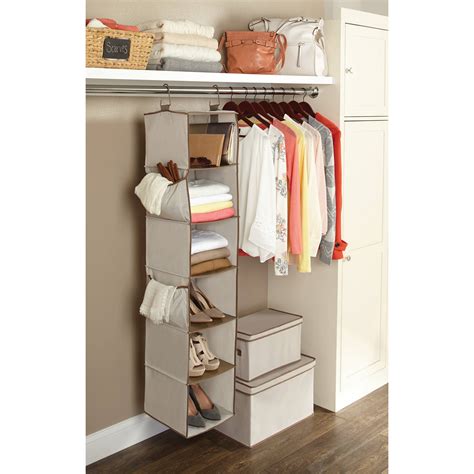 These two sets of three hanging shelves can be used separately or zipped together. Better Homes & Gardens 6 Shelf Hanging Closet Organizer ...