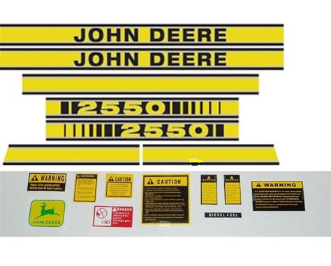 John Deere 2550 Tractor Decal Set With Caution And Logo Decals