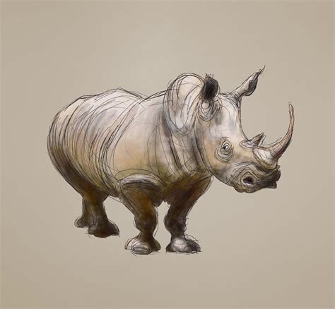 Rhinoceros Pencil Drawing