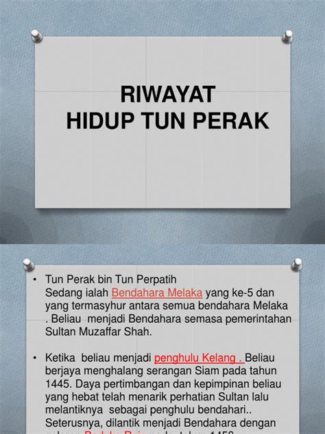 Bendahara paduka raja pengalaman : biodata tun perak