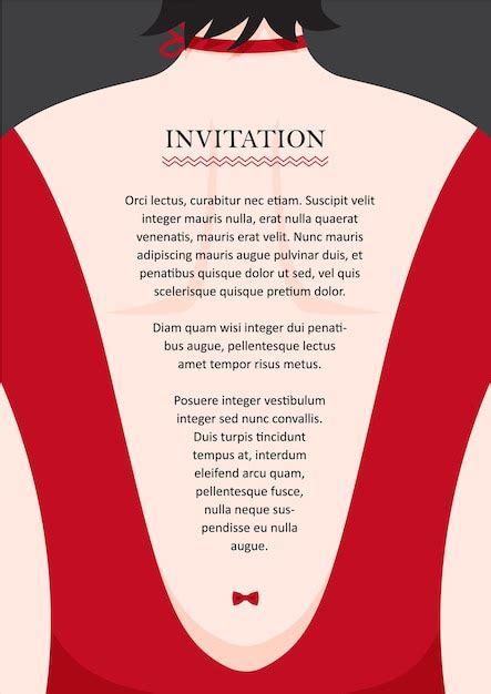 Premium Vector Invitation Cards With Sexy Female Back In Red Dress