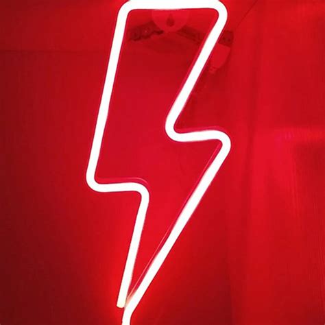 Lightning Bolt Led Neon Sign Thunder Shaped Soft Night Light Etsy