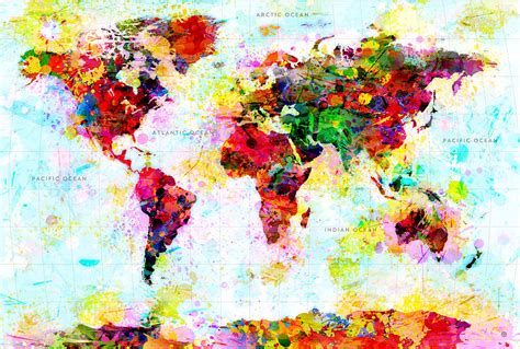 Abstract World Map Painting By Gary Grayson Pixels Merch