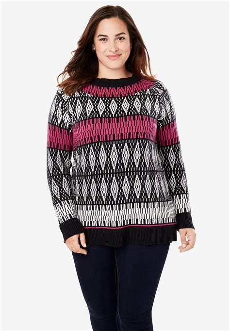 fair isle knit pullover sweater fullbeauty outlet