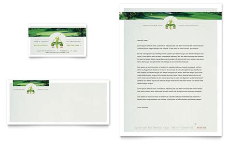 Golf Course And Instruction Business Card And Letterhead Template Design