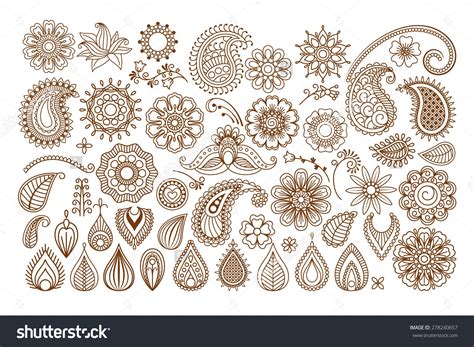 Henna Tattoo Doodle Vector Elements On White Background 278240657